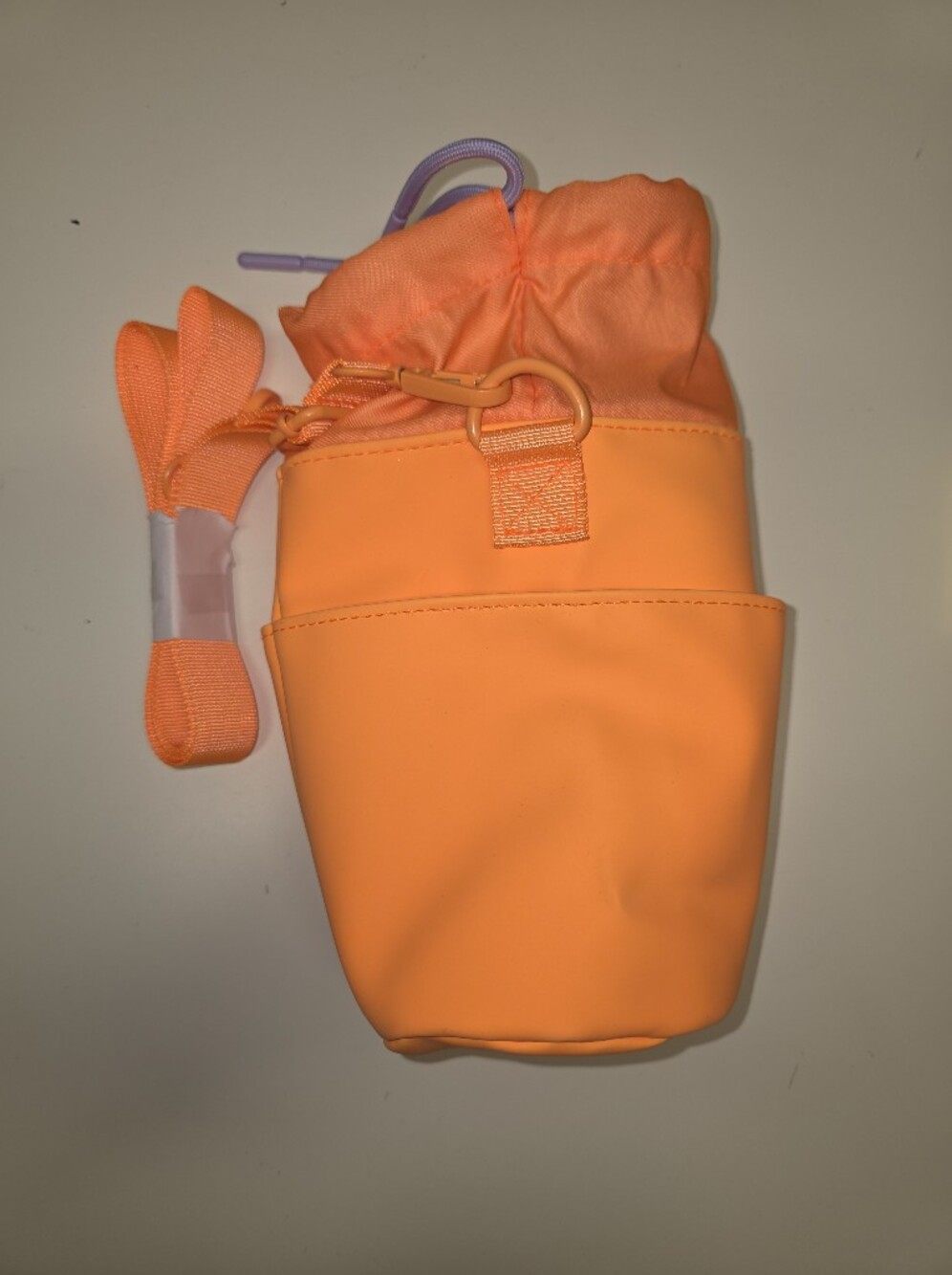 New Drunk Elephant Neon Orange Drawstring Watter Bottle Bag Crossbody
